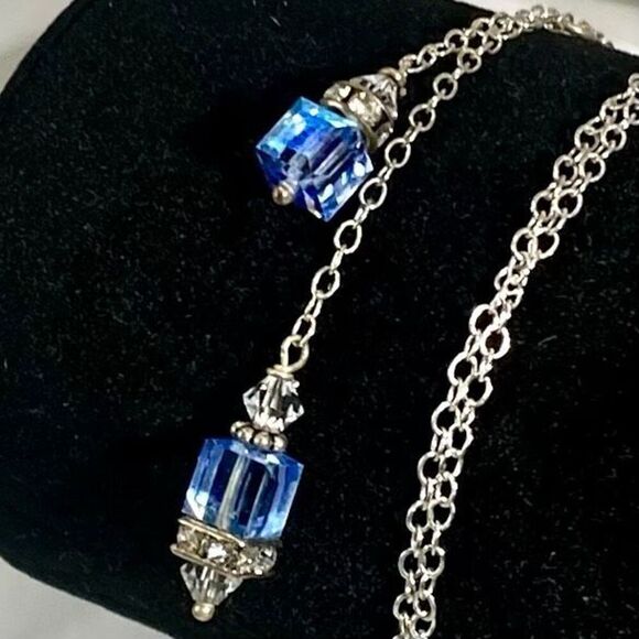 AIC# Sterling & Ice Blue Crystal Necklace - Picture 2 of 11
